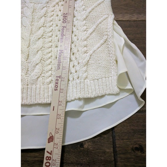 Moth Sweater Tank Cream Layered Crochet Knit Top - Picture 5 of 7